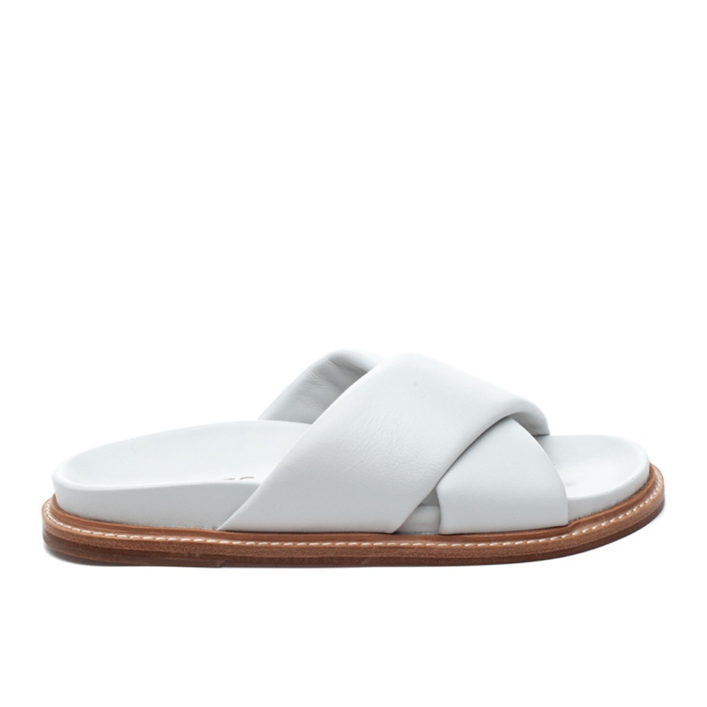 NEW J/SLIDES ROLAND SANDAL WHITE LEATHER - Picture 2 of 7
